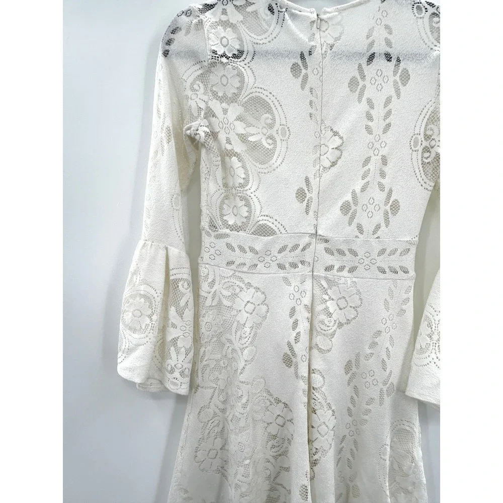 Topshop Ivory Lace Bell Sleeve Dress Size 4 Boho Cottagecore‎ Coquette Whimsical